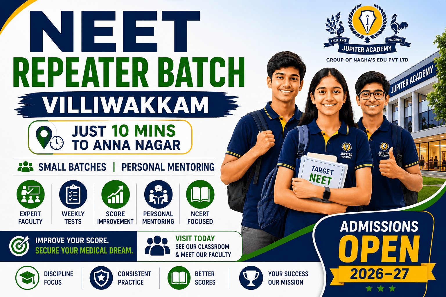 NEET Repeater Students Studying at Jupiter Academy near Villivakkam and Anna Nagar Chennai