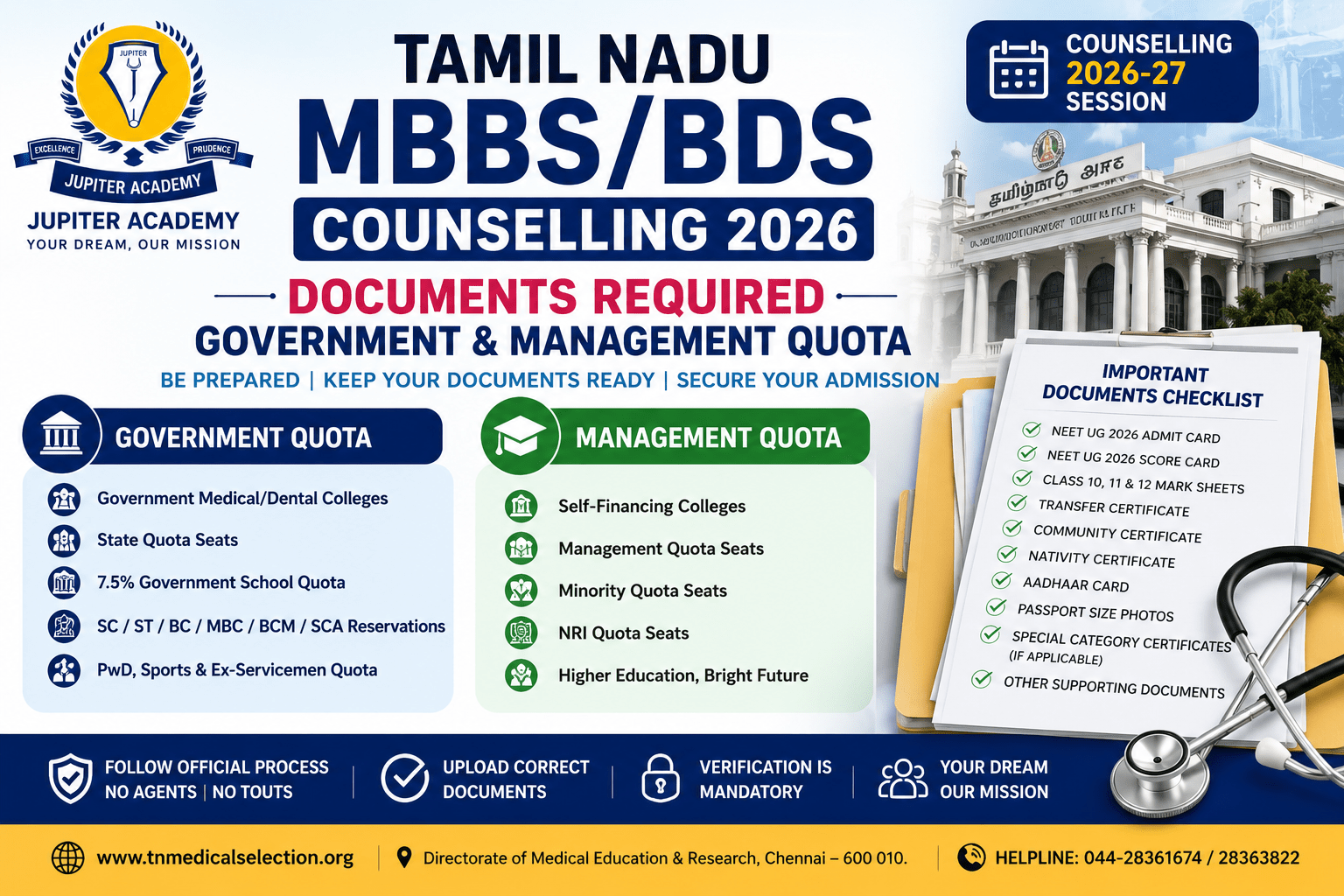 TN MBBS Counselling 2026 Documents Required
